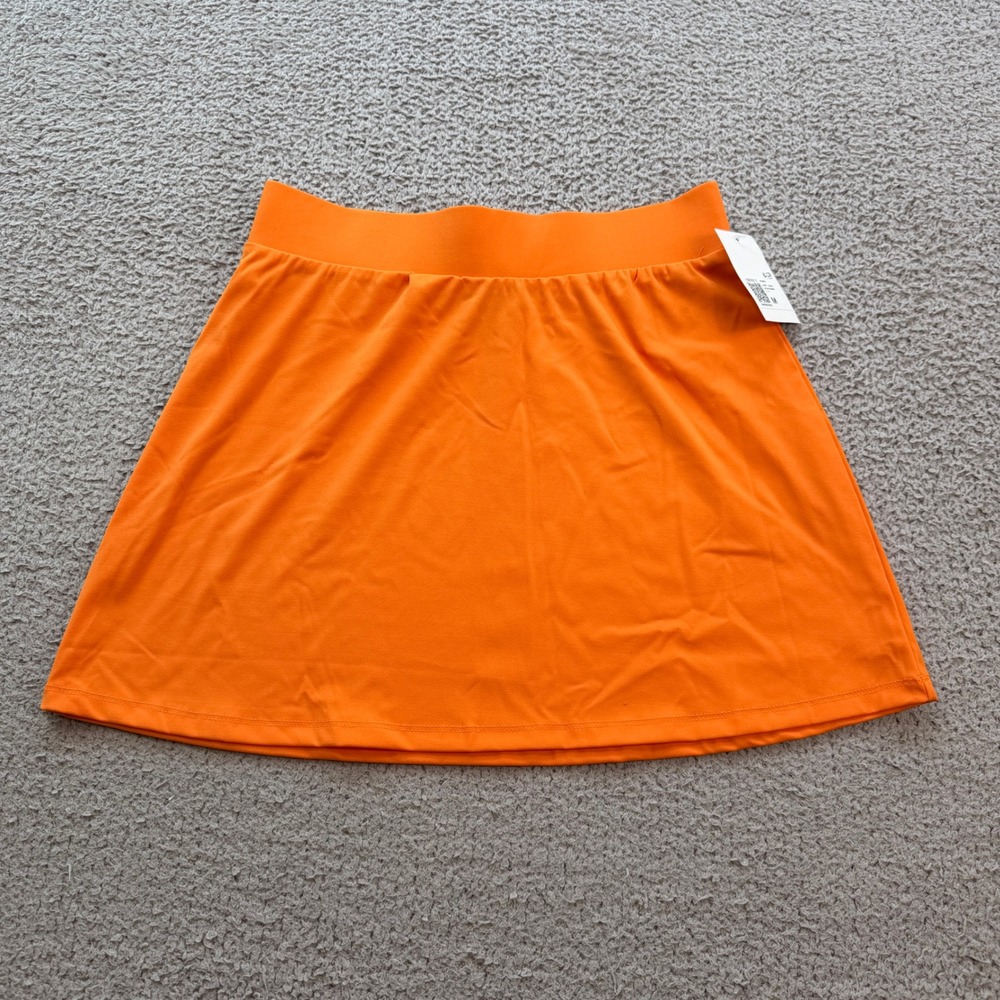 Forever 21 Womens Neon Orange Mini Skirt Size M NWT Elastic Waist Stretch Short